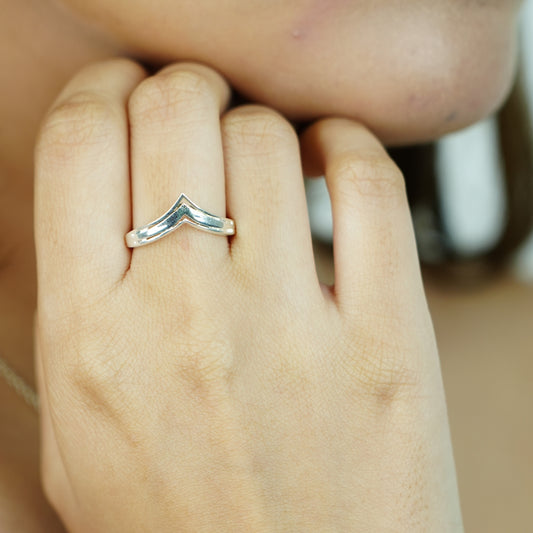 Sterling Silver V-Shaped Minimalist Ring