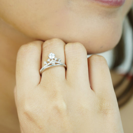 Sterling Silver Crown Princess Ring