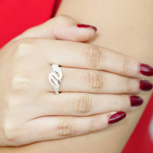 Sterling Silver Twisted Leaf Ring