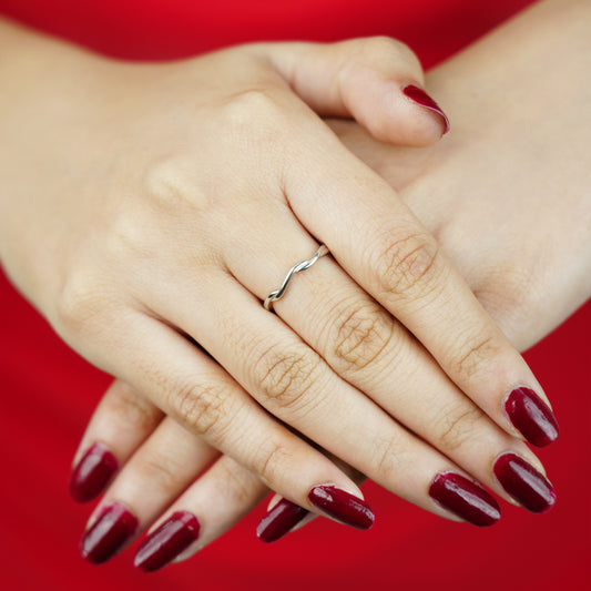 Silver Wave Minimal Ring