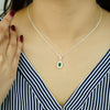 Emerald Elegance Sterling Silver Necklace with Earrings