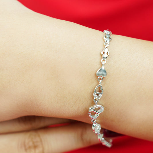 Linked Hearts Silver Bracelet