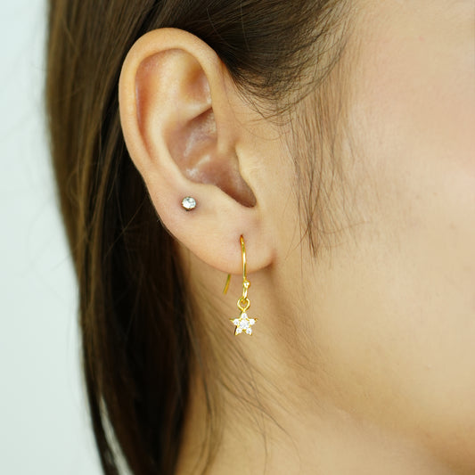 Sterling Silver Floral Charm Necklace with Earrings