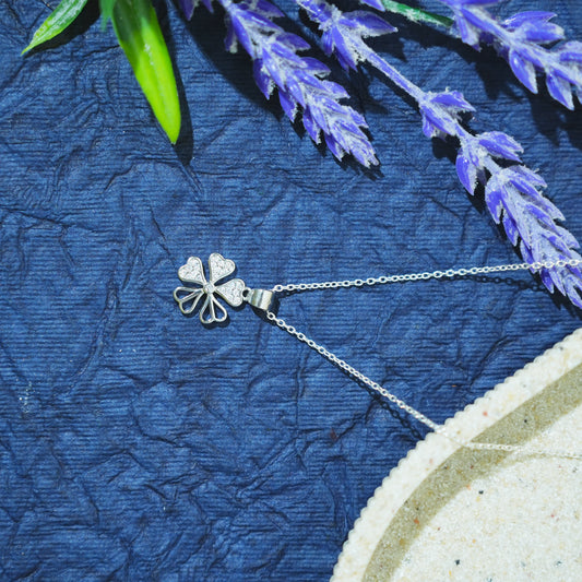Lucky Charm Silver Clover Pendant Necklace