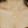 Silver Solitaire Pendant Necklace with Earrings