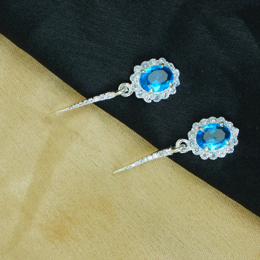 Azure Elegance Sterling Silver Pendant Necklace with Earrings