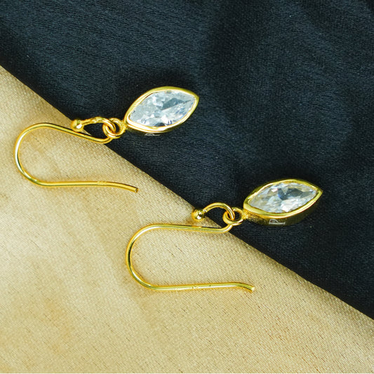 Solstice Shine” – 925 Sterling Silver Gold-Plated Marquise Earrings