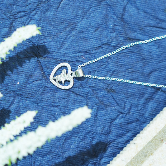Lovebird Heart Silver Pendant Necklace