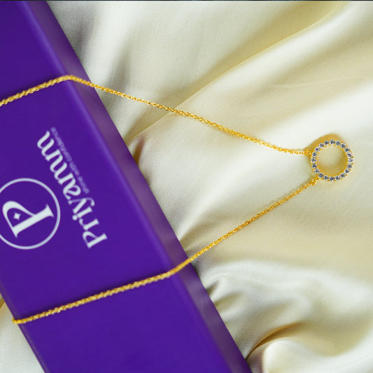 Infinity Halo β Gold-Plated Circle of Sparkle Necklace