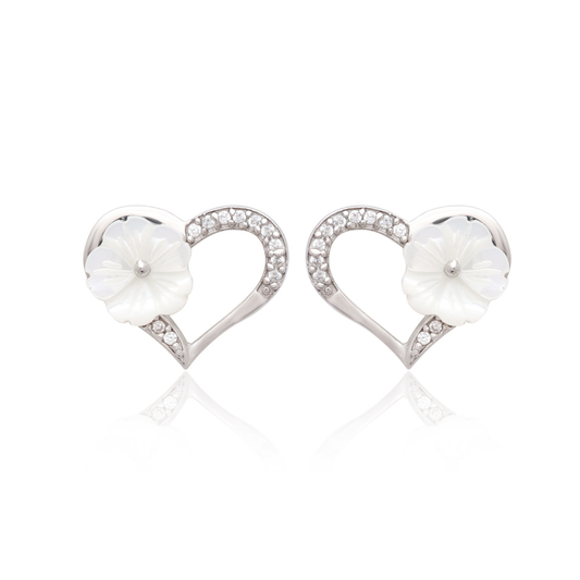 HeartBloom Pearl 925 Sterling Silver Studs