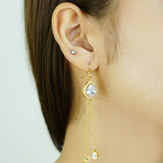 Sterling Silver Teardrop Tassel Necklace with Earrings