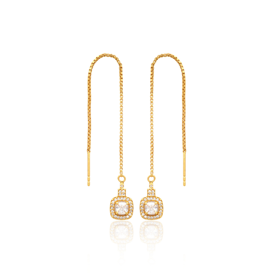 Celestial Glow 925 Sterling Silver Chain Earrings