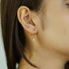 “Aurora Linea” – 925 Sterling Silver Gold-Plated Chain Drop Earrings