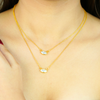 Twin Sparkle Gold Layered Pendant Necklace with Earrings