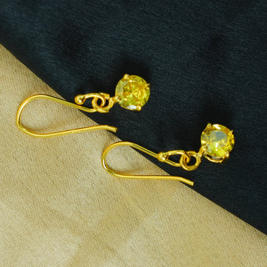 Sunflare Drop” – 925 Sterling Silver Gold-Plated Yellow Solitaire Earrings