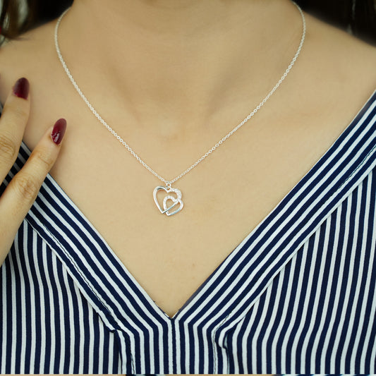 Sterling Silver Double Heart Necklace