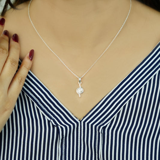 Sterling Silver Leaf Drop Necklace