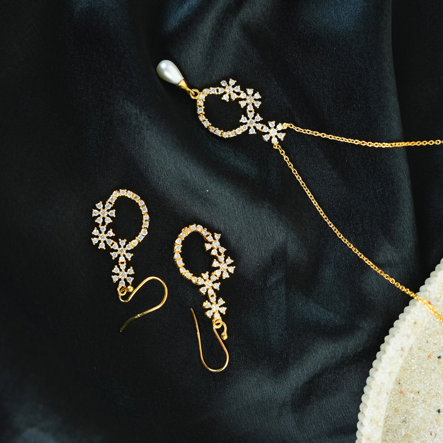 Golden Pearl Drop Silver Necklace