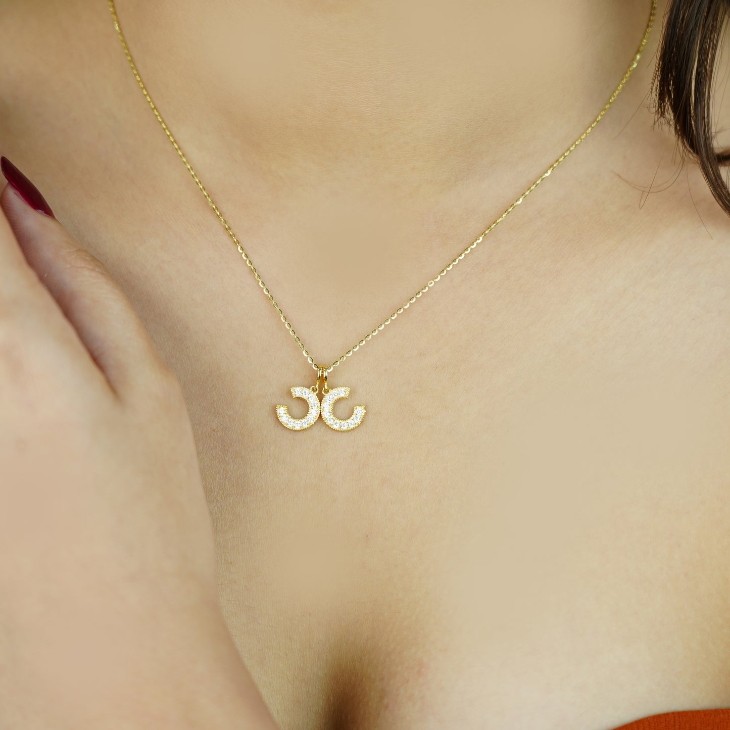 Golden Empress – Double C Initial Pendant Necklace