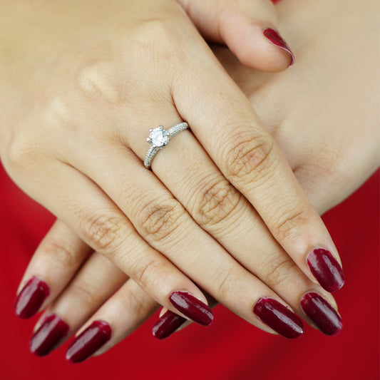 Sterling Silver Classic Solitaire Engagement Ring