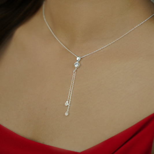 Sterling Silver Sparkle Tassel Necklace