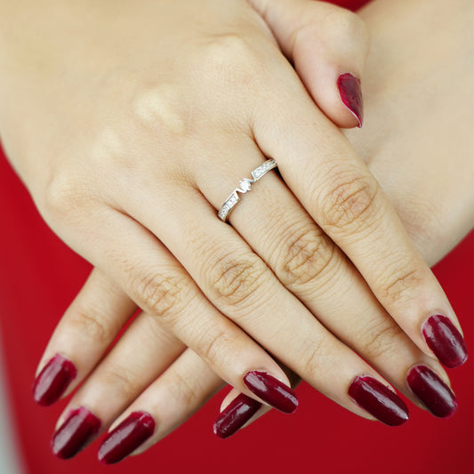 Sterling Silver Petite Heart Solitaire Ring