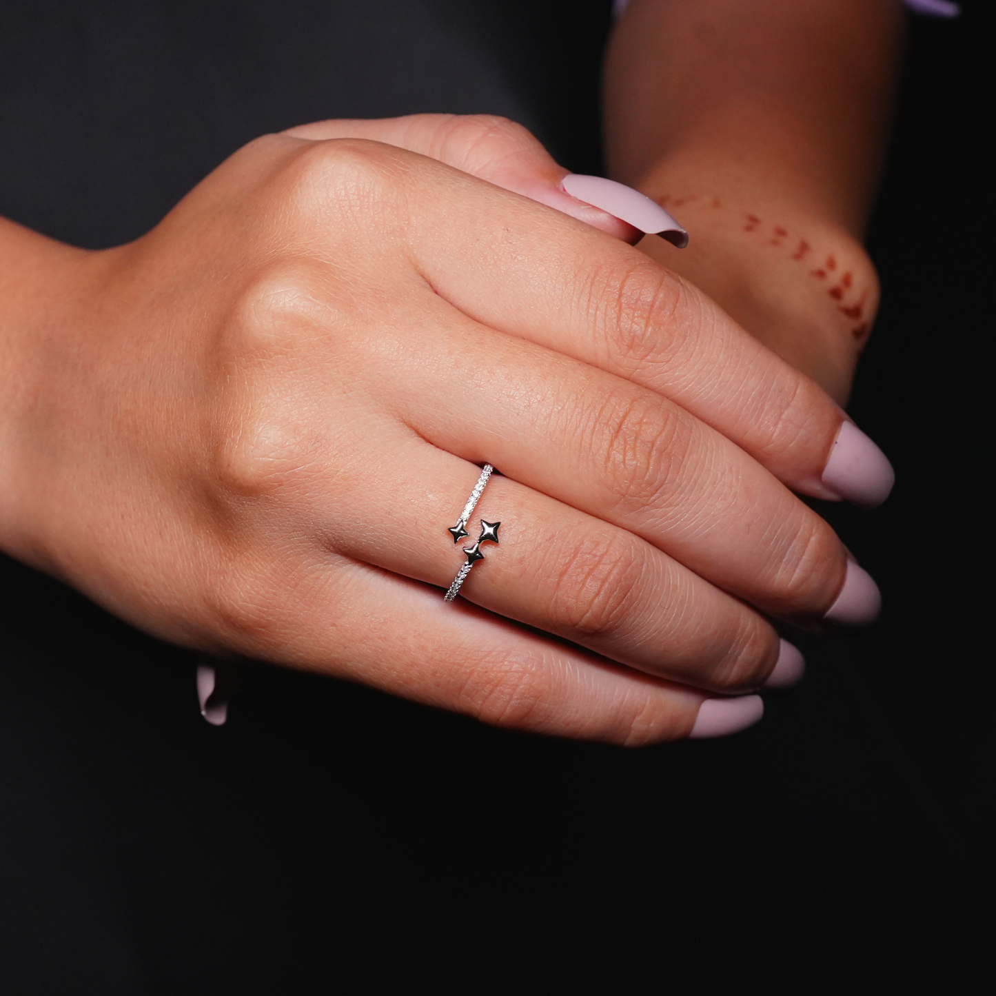 Sterling Silver Twin Star Adjustable Ring