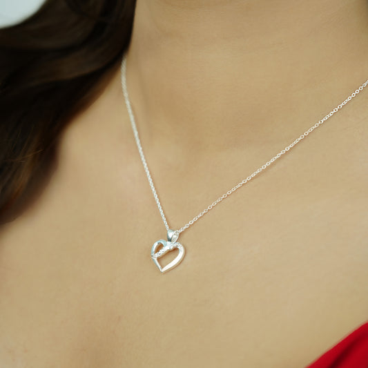 Sterling Silver Open Heart Necklace