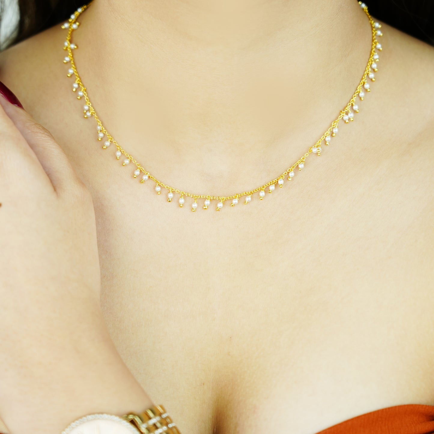 Royal Dew – 18K Gold-Plated Pearl Drop Choker