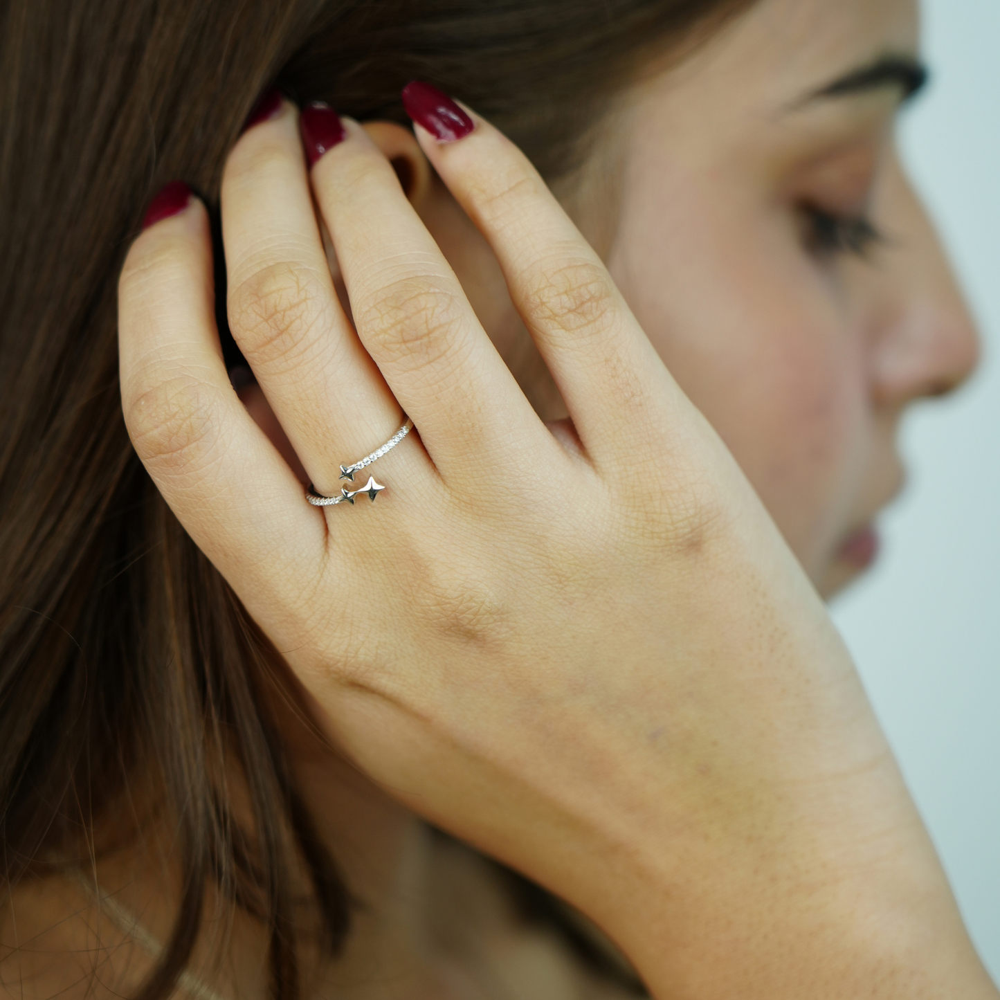 Sterling Silver Twin Star Adjustable Ring