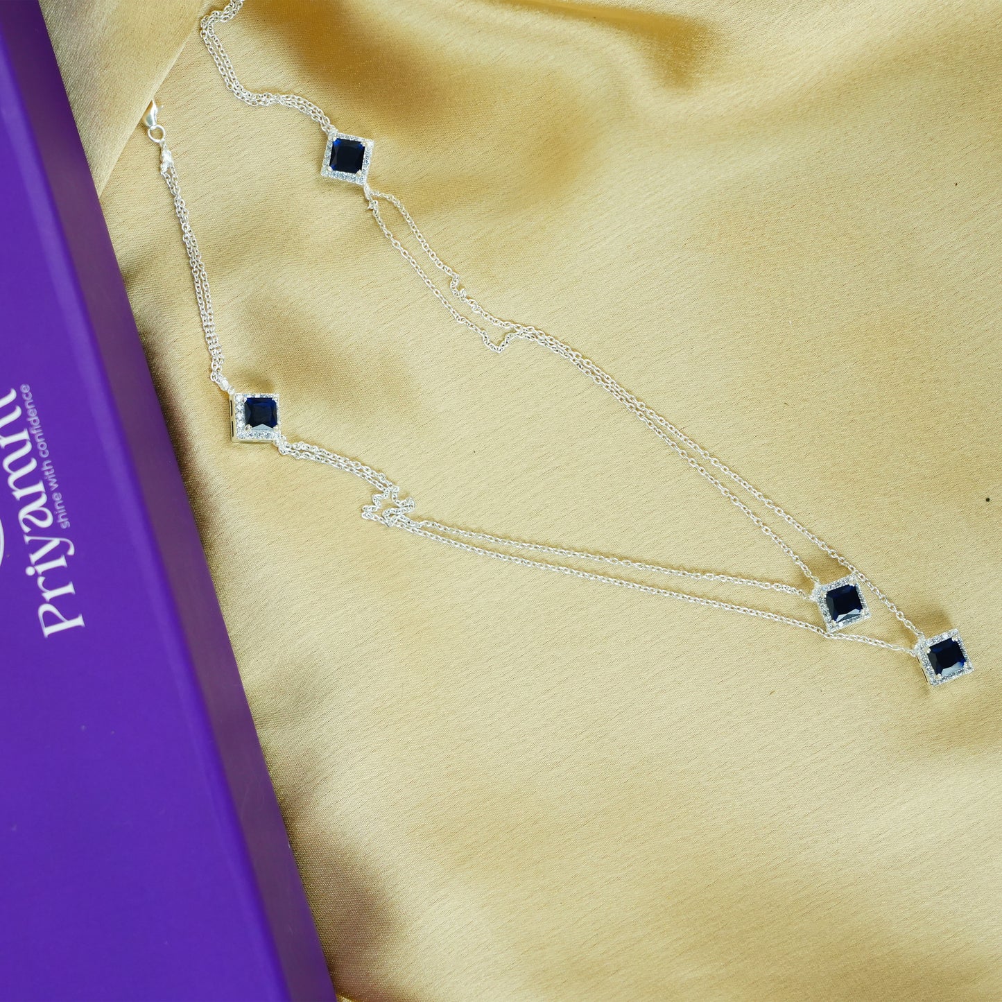 Midnight Square Sterling Silver Necklace