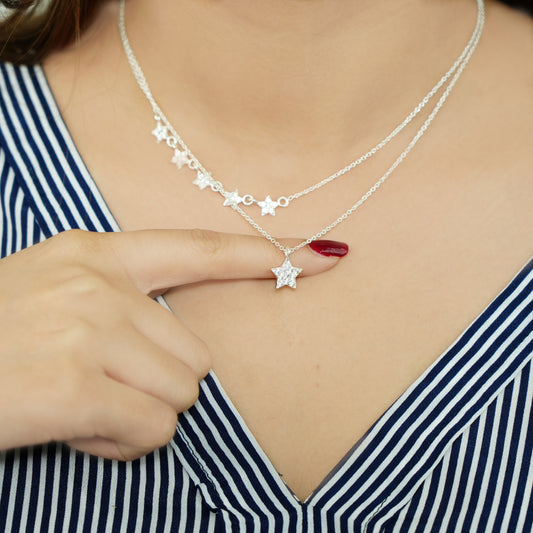 Sterling Silver Starlight Layered Necklace