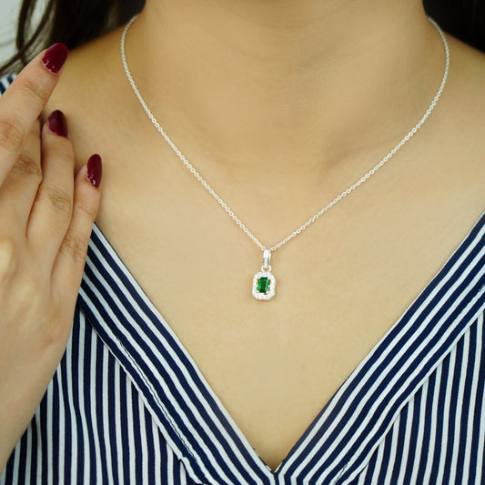 Emerald Elegance Sterling Silver Necklace