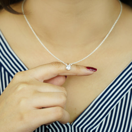 Silver Solitaire Sparkle Necklace