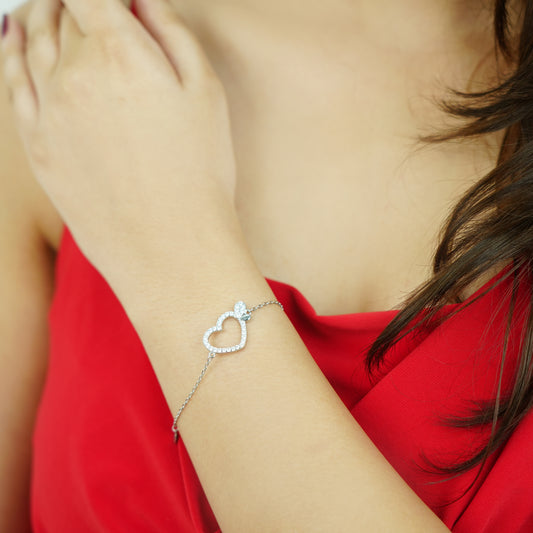 Crystal Heart Charm Bracelet