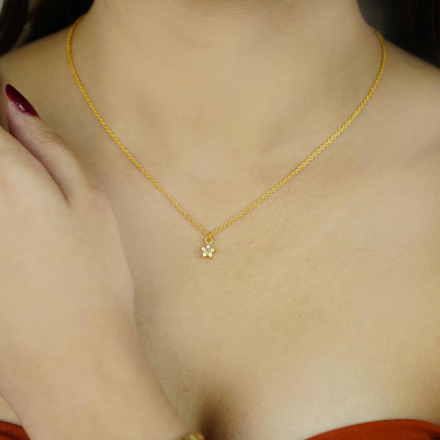 Sterling Silver Floral Charm Necklace