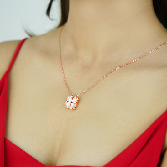 Blush Bloom – Rose Gold Floral Elegance Necklace