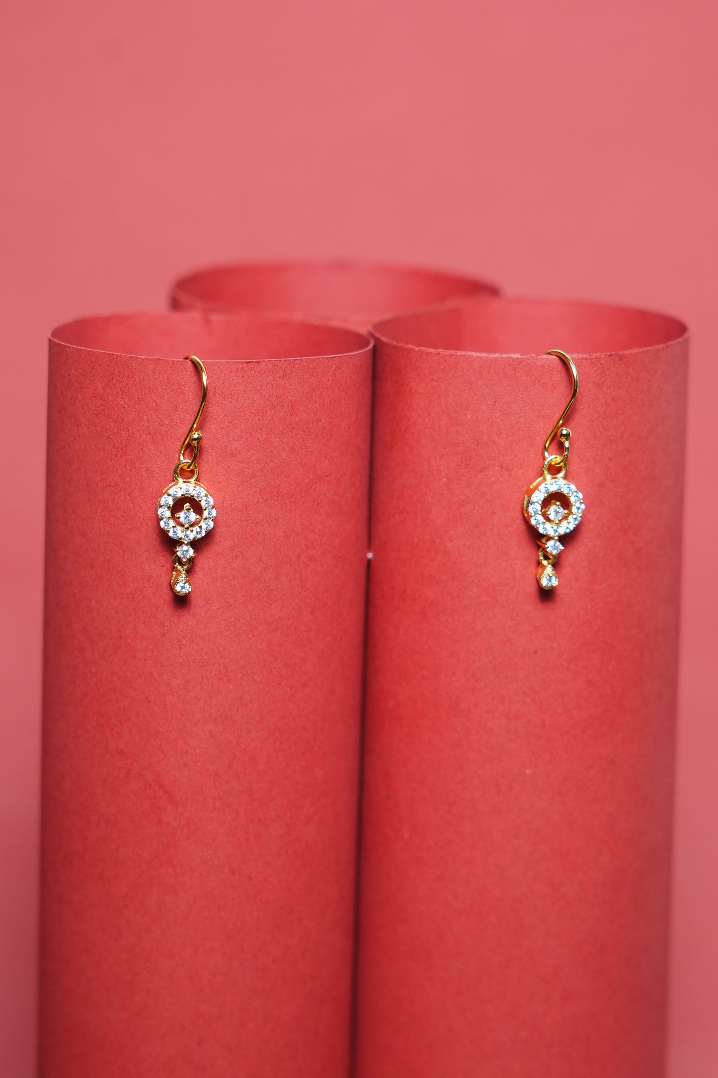 Zariya Bloom” – 925 Sterling Silver Gold-Plated Floral Dangler Earrings