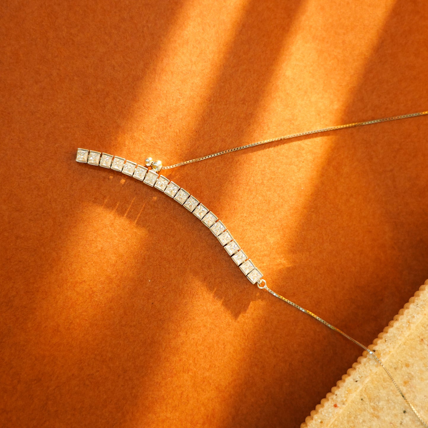 Stellar Arc – Zircon Curve Pendant Necklace
