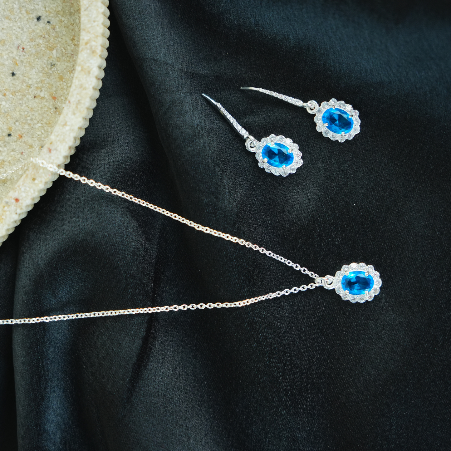 Azure Elegance Sterling Silver Pendant Necklace