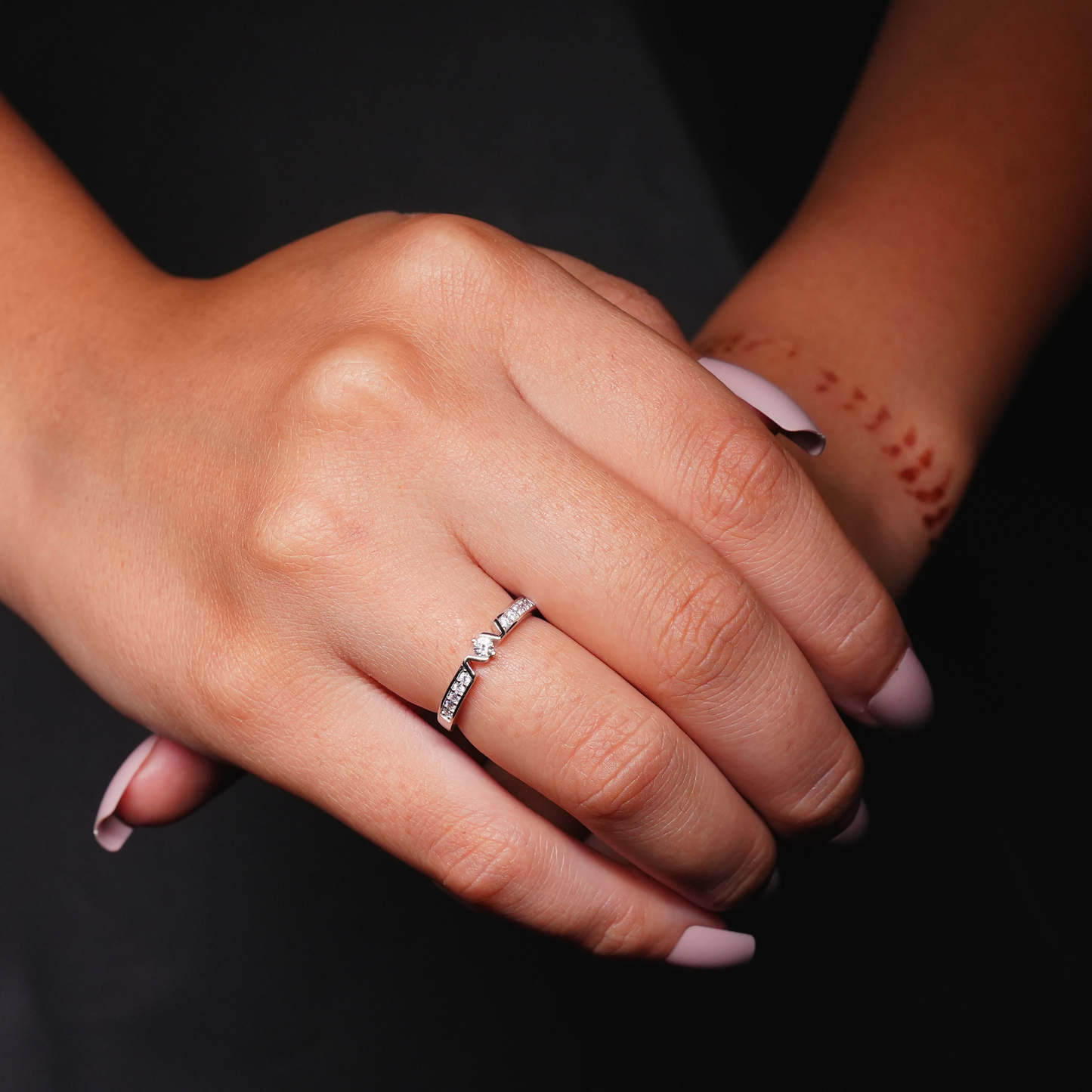 Sterling Silver Petite Heart Solitaire Ring