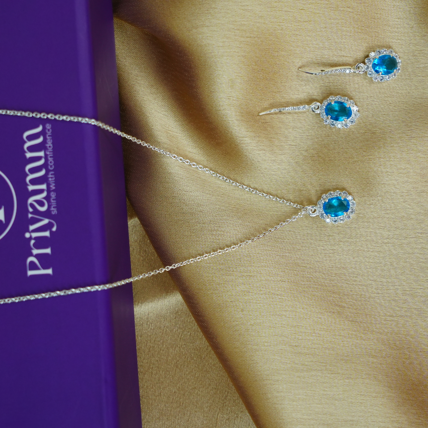 Azure Elegance Sterling Silver Pendant Necklace