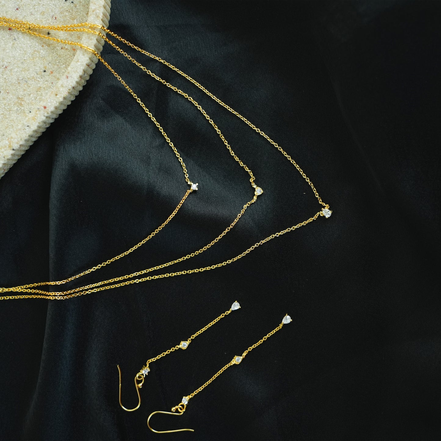 Sterling Silver Triple Layer Love Necklace