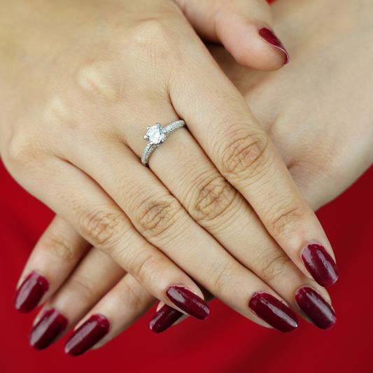 Sterling Silver Classic Solitaire Engagement Ring