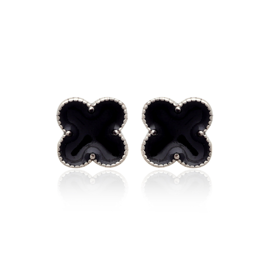 Luxe Clover Charm 925 Sterling Silver Earrings