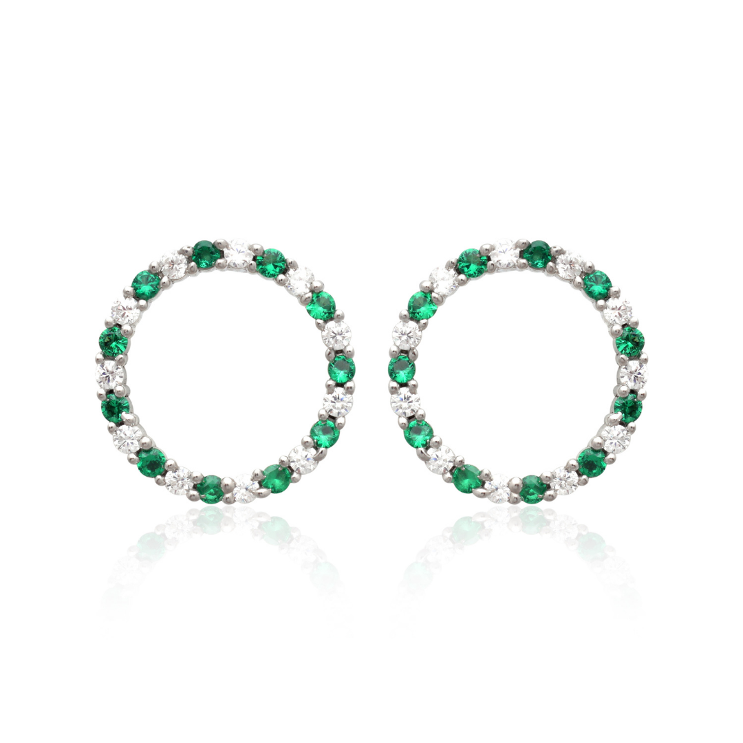 Verdant Halo 925 Silver Stud Earrings