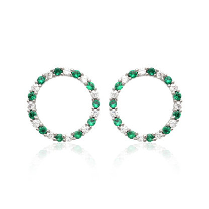 Verdant Halo 925 Silver Stud Earrings
