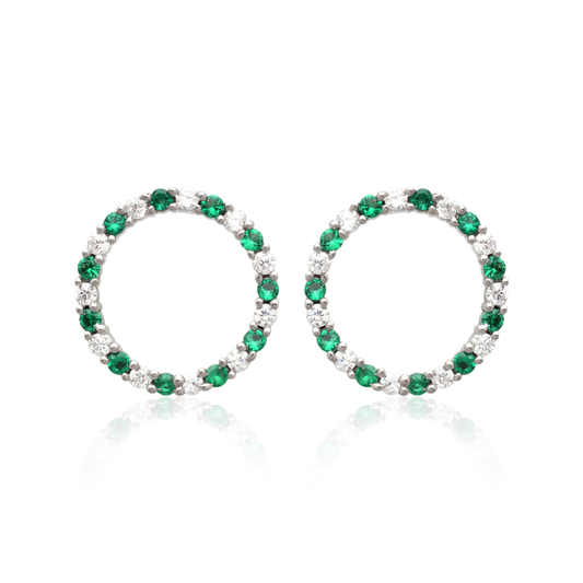 Verdant Halo 925 Silver Stud Earrings
