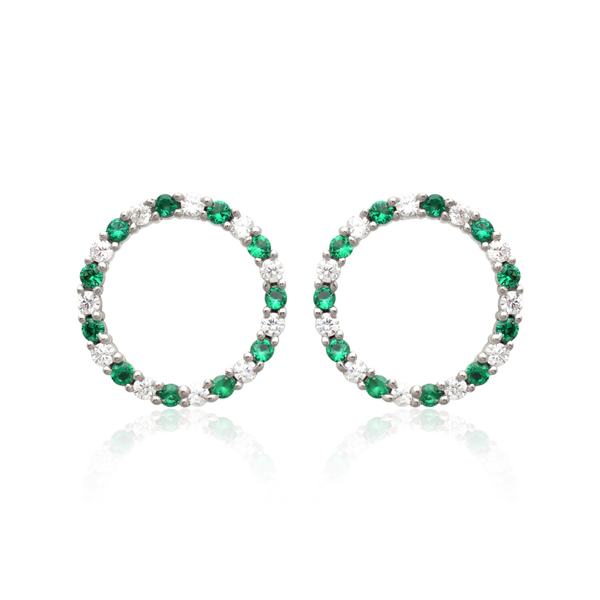 Verdant Halo 925 Silver Stud Earrings