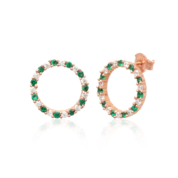 Verdant Halo 925 Silver Stud Earrings